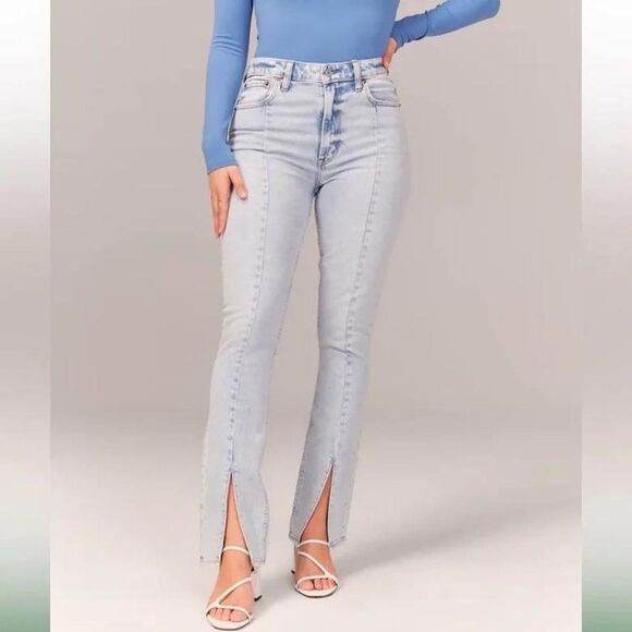 Abercrombie & Fitch The Skinny High Rise Jeans – Front Slit, Light Wash, Sz 29 - Picture 7 of 7